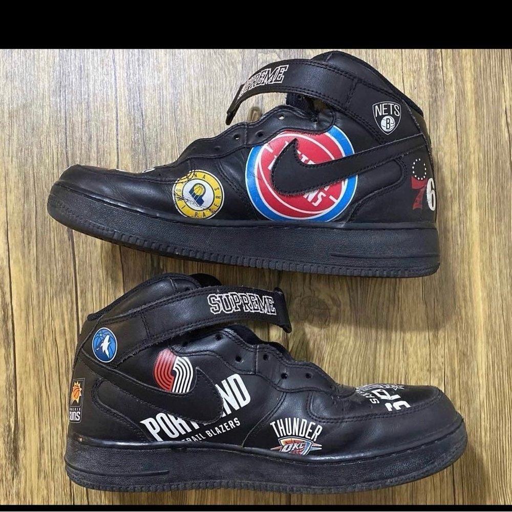 Nike Air Force 1 Mid '07 x Supreme Black 2018 Size 8 Triple Black OG Used